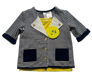 Lydia Jane 2 Pc Cardigan Tank Top Set Baby Girl 12M Navy Stripe Yellow NWT